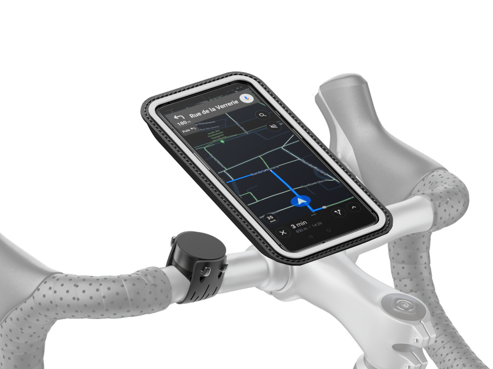 Support de téléphone magnétique pour guidon de vélo, avec pochette magnétique détachable et fixation élastique