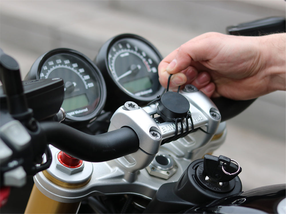 Motorcycle phone mount (sleeve and steel plate)